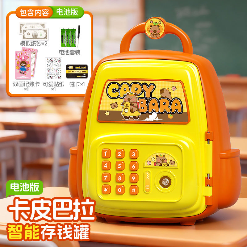 Nezha school bag piggy bank boy good-looking password lock kids toy artificial fingerprint only goes in and out of large capacity