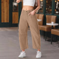 Amazon spring new women's high-waisted casual pants, european and american style solid color corduroy loose straight-leg trousers