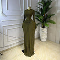 European and american cross-border women's fashion:  spring new arrival - elegant sequin ruched bodycon evening gown, long sleeve dress