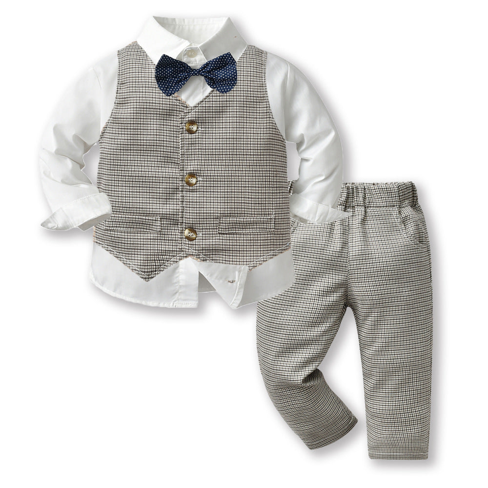 Kids suit suit handsome boy flower boy vest dress male baby first birthday birthday medium large child suit fall and winter