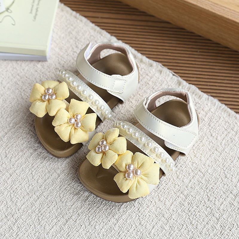 Vancahao girls' sandals - new summer collection: soft-soled beach sandals for kids, baby's single-strap floral princess sandals