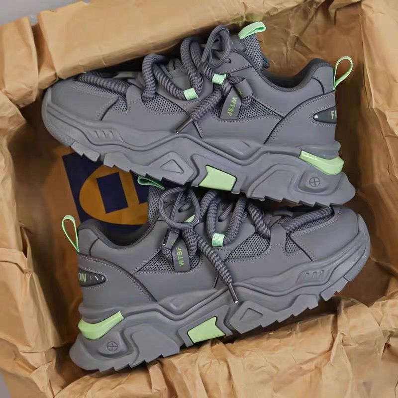 Spring men's shoes 2025 new breathable shoes men's trendy versatile hidden heel sneakers casual dad shoes