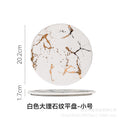 Nordic high-looking desktop flat steak plate with heat-insulating wooden tray creative marble plate manufacturer wholesale