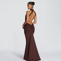 European and american cross-border women's fashion:  spring new arrival - solid color, elegant, sexy, slim-fit, backless mermaid dress