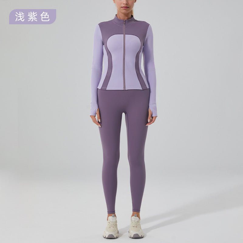 new arrival fitness wear slimming look yoga wear outwear sports outwear women's yoga wear long sleevestops stand collar zipper