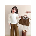 【dropshipping】girls' autumn outfit  new style kids' chic and fashionable vest baby children's clothing set three-piece set for girls