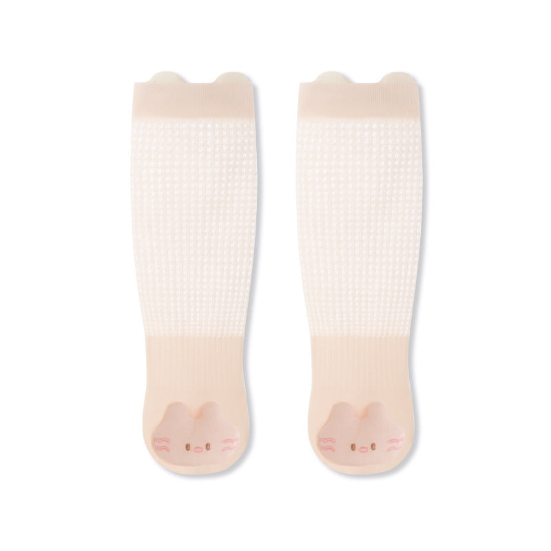 Babylon baby stockings summer thin mesh breathable kidsknee high socks cartoon doll ear calf socks