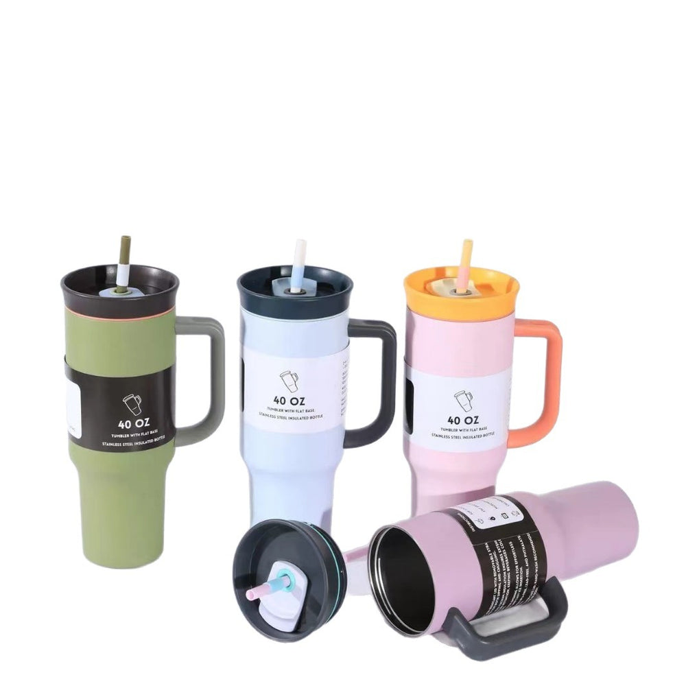New arrival high-looking ice cup 304 stainless steel ice cup personalized coffee double drinking straw thermos cup wholesale