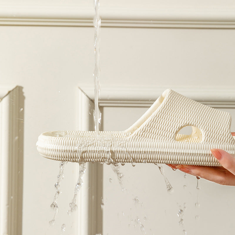New non-slip home slippers - all-season bath slippers for men and women, soft sole hollow-out design, couple's bathroom drain slippers for dorms