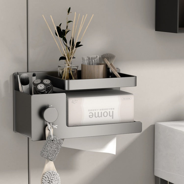 Direct sales space aluminum toilet tissue box toilet pumping carton non-punching bathroom rack wall-mounted toilet paper holder