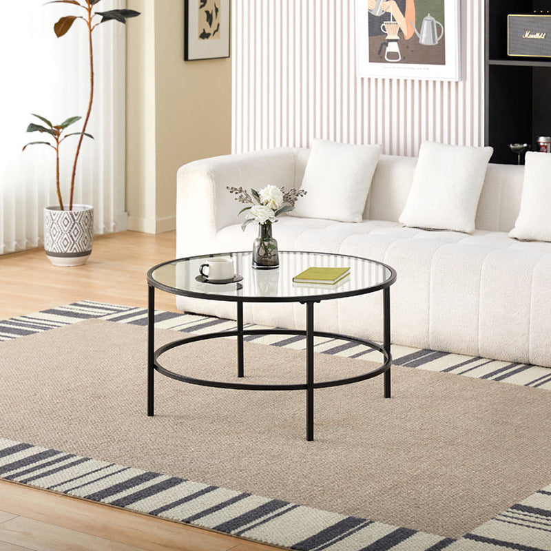 accessible luxury coffee table living room classy double-layer center table iron coffee table for home tempered glass coffee table