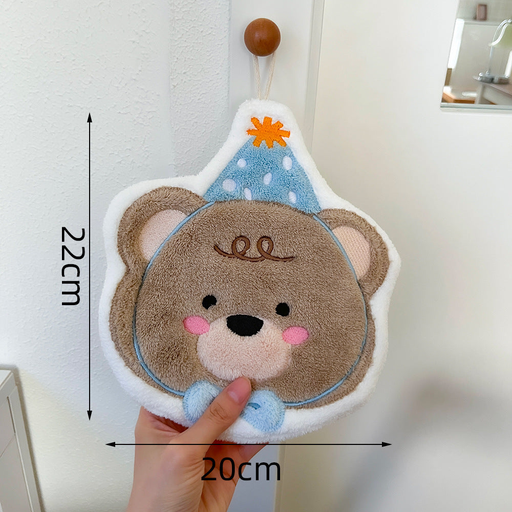 Cute animal hand towel - hanging style, super absorbent, thickened kitchen & bathroom towel/paper towel for hand drying