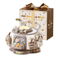 Genius early education milk tea treasure box hexahedron hand drum - educational toy gift for infants and toddlers (0-1 years)