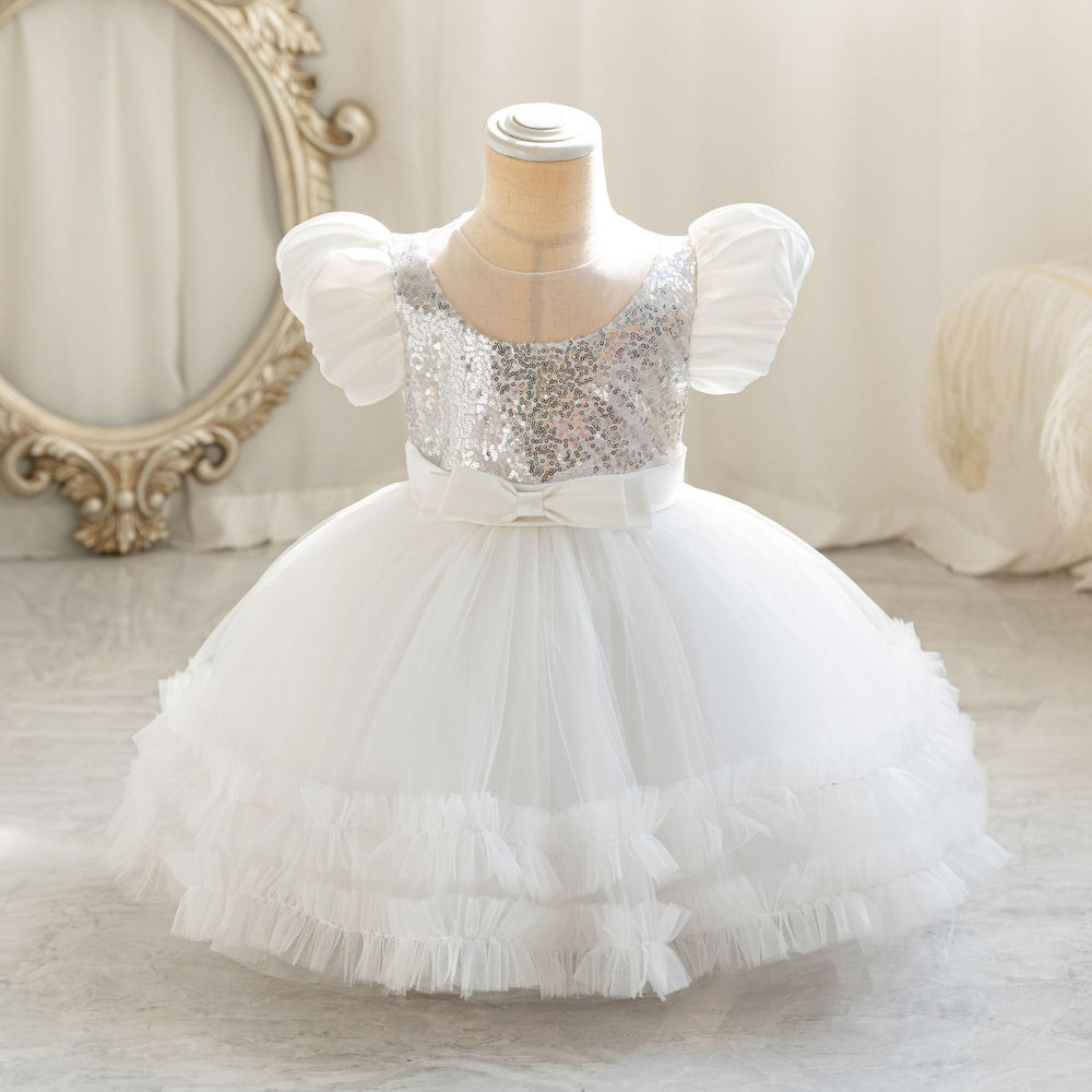 Ready-to-ship wholesale children's sequin dress, tulle cake princess dress, first birthday evening gown, girl dress