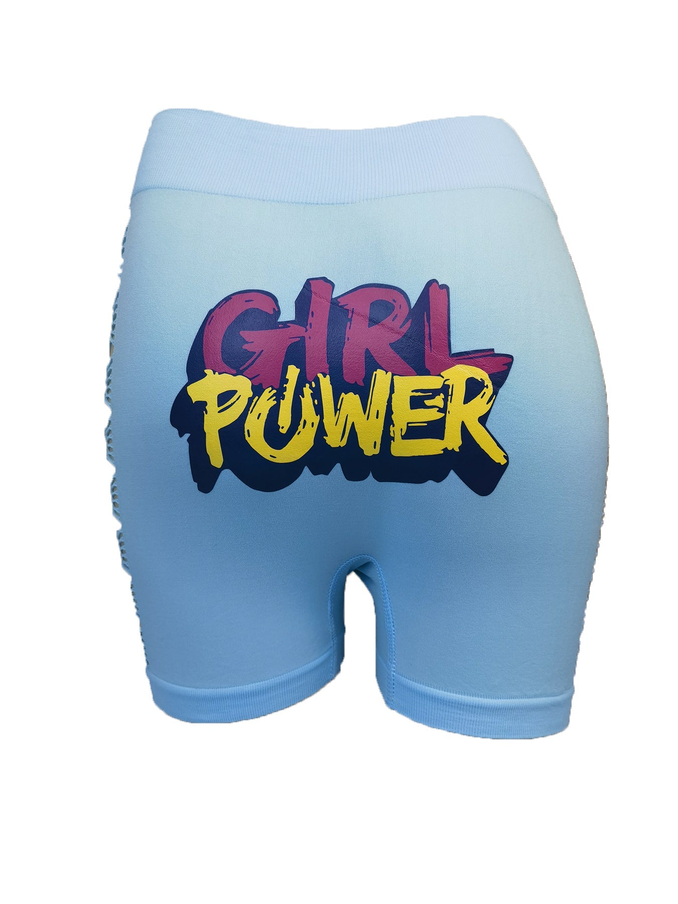 Cross-border hot-selling printed hollowed-out sexy yoga pants, women's fitness sports tight boxer shorts