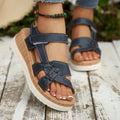 in stockplus size wedge sandals women's 2026 summernew arrivalthick sole open toe velcro beach sandals