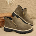 cross-border round toe side zipper martin boots ankle boots chunky heel new autumn/winter plus size women's ankle boots for export