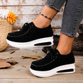 foreign trade plus size independent station spring & fallnew arrivalfashionthick sole loafers front tie back wedge heel casualflats women