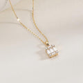 Amazon new copper micro-paved zircon paperclip pendant necklace fashion double ring pin women's clavicle chain