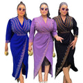 autumn new arrivals: -style women's v-neck fashion dress - elegant, european & american, plus size, and african-inspired