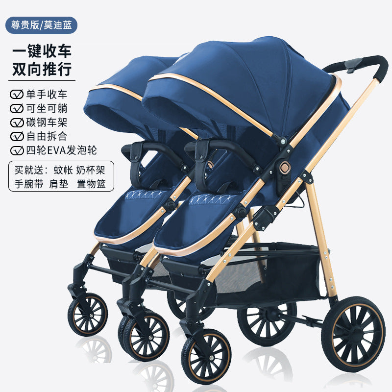 Twin stroller, convertible lightweight high-view stroller, sit & recline, new summer model