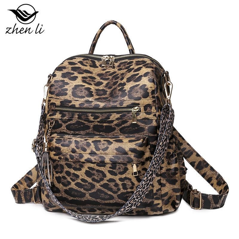 Cross-border bags backpack large capacity trend retro backpack soft leather dual-purpose shoulder bag women's backpack