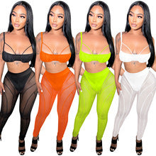 C5799 special offer: no returns or exchanges. please purchase with care. european and american style bandeau top, camisole, zipper mesh see-through pants two-piece set