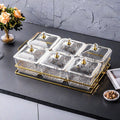 [6-compartment fruit plate with lid and gold rim] + iron frame, thickened plastic