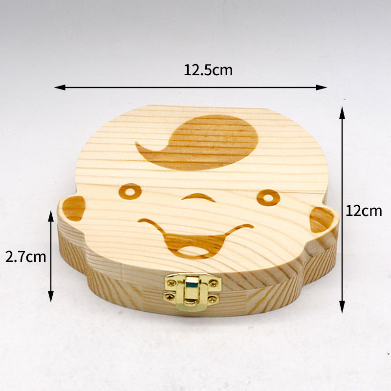 Children's deciduous teeth commemorative box Boys and girls deciduous teeth box Tooth storage box Wooden baby replacement tooth preservation box