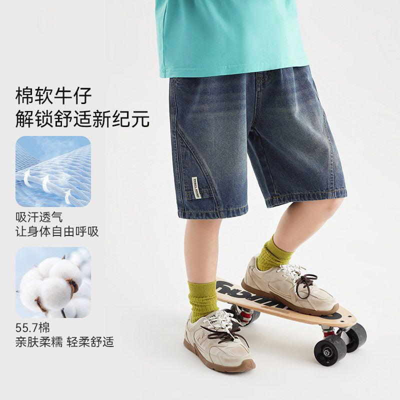 Boys' denim shorts - new  summer collection - kids' & big kids' mid-length shorts - stylish, versatile, casual, and trendy