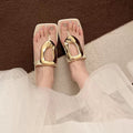 Niche, high-end, retro-style thong sandals - french-inspired low-heel flip-flops for women, new summer 2026 collection, perfect for outdoor wear