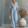 european and american cross-border women's jumpsuit: new summer collection - elegant, figure-flattering v-neck women's romper