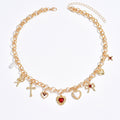 Cross pendant wholesale european and american cross-border fashion exaggerated love necklace women's sweet bow imitation pearl necklace