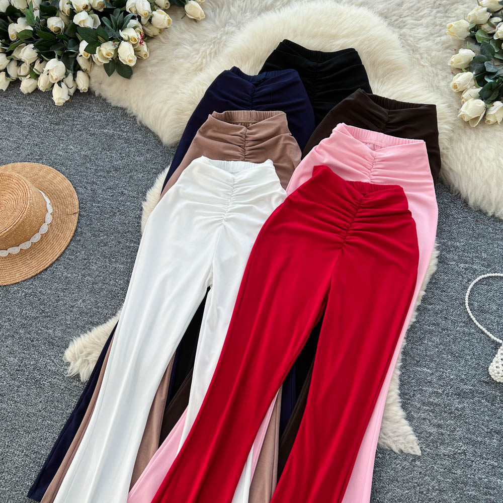 K-stylehigh waist pleated casual pants straight-leg pants for women springnew arrivalwork clothing silmslimming look to show leg lengtheasiest for matchpants