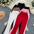 K-stylehigh waist pleated casual pants straight-leg pants for women springnew arrivalwork clothing silmslimming look to show leg lengtheasiest for matchpants