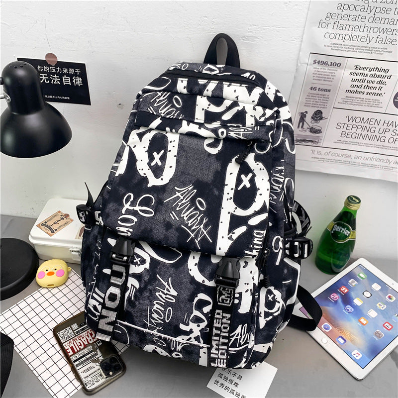 Backpack Women's Japanese Harajuku Large Capacity Junior High School Student School Bag Men's Trendy Cool Casual Versatile Sports Backpack