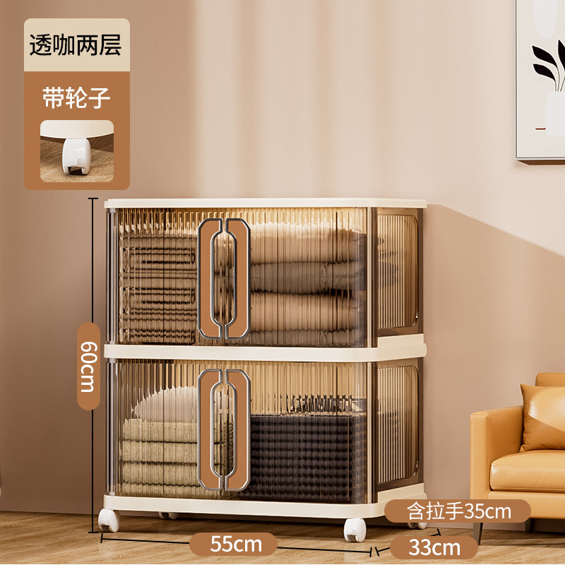 Large capacity cream wind storage cabinet quilt wardrobe free installation folding storage shelf storage box locker