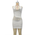 spring new arrivals: cross-border european & american style hot girl sexy backless strappy mesh patchwork halter dress