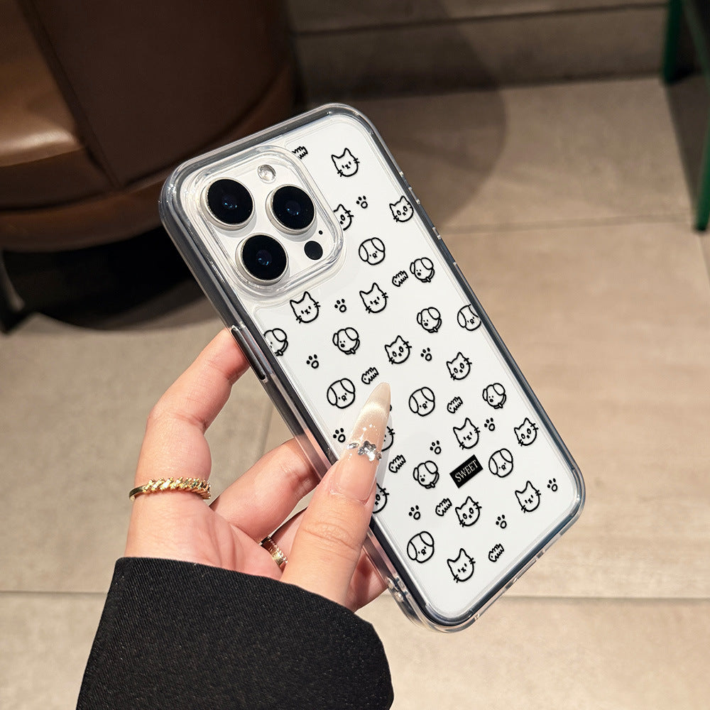 Ins cute cartoon cat paw print suitable for iphone16 mobile phone case apple 17pro transparent anti-fall protective cover