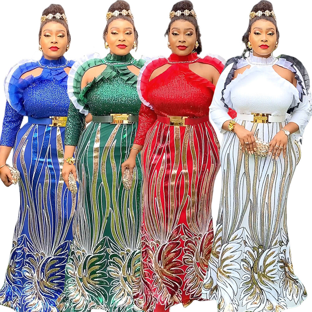 dressexport african plus size long skirt women's christmas partysexy dress