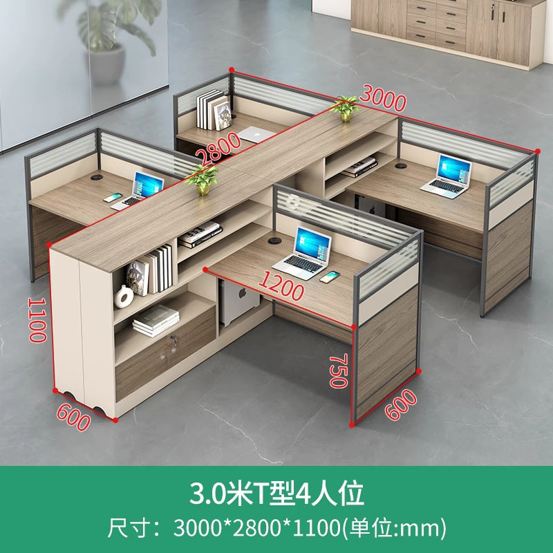 Staff desk and chair combination casual three-person office table office financial room screen employee desk