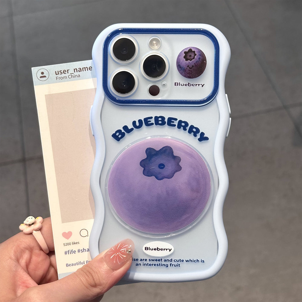 Three-dimensional blueberry peach orange fruit suitable for apple 17 mobile phone case fresh girl iphone 18 wave case 16