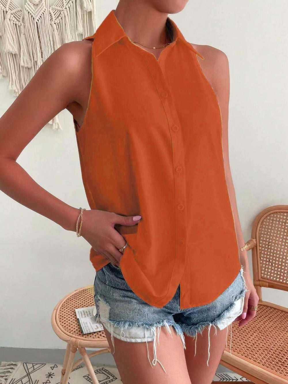 Satin sleeveless blouse for women - new spring satin top - casual commute solid color blouse - wholesale