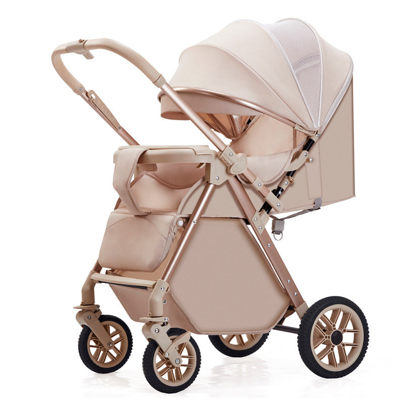 Two-way high view baby stroller can sit or lie down, lightweight foldable baby stroller stroller can be folded