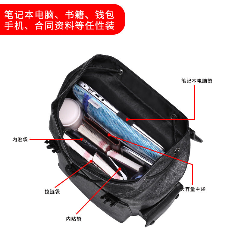 New fashion men's backpack trend printing large capacity 15.6 inch computer schoolbag travel leather backpack