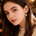 Brass real gold plated fashion retro trendy three-dimensional heart big heart pendant earrings cross-border hot selling earrings