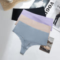 e-commerce wholesale seamless underwear women's high waist plaid seamless breathable tummy control pants moisture-absorbing sports ice silk underwear