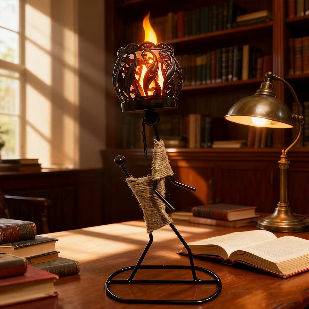 Niche style creative home decoration metal hemp rope craft jewelry iron art girl lamp candle holder jewelry candle home