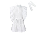 D3225 european and american plus size women's fashion cross-border dress -  new arrival: notch collar, flutter sleeves, a-line, export dress