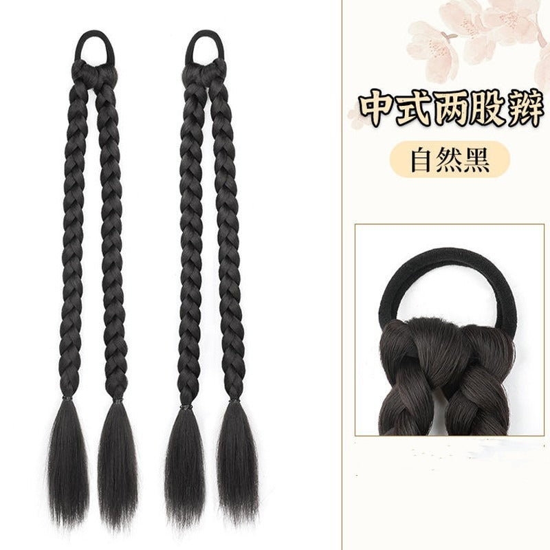 Cross-border hot-selling boxing wig double ponytail dreadlocks wig braid Spice girl sweet cool personality high temperature silk handmade braid